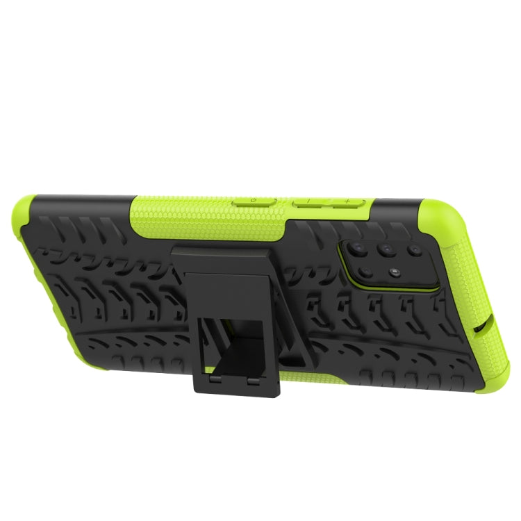 For Galaxy A51 Tire Texture Shockproof TPU+PC Protective Case with Holder