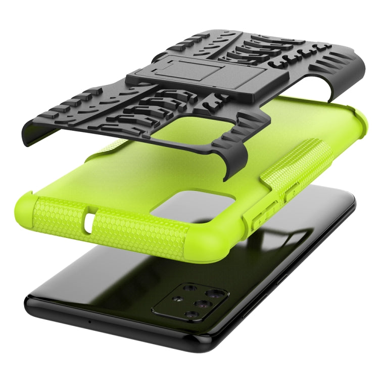 For Galaxy A51 Tire Texture Shockproof TPU+PC Protective Case with Holder