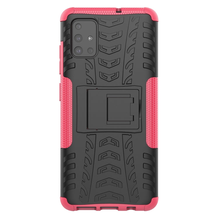 For Galaxy A51 Tire Texture Shockproof TPU+PC Protective Case with Holder