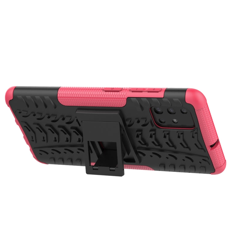 For Galaxy A51 Tire Texture Shockproof TPU+PC Protective Case with Holder