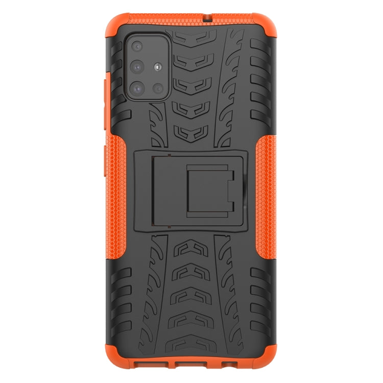For Galaxy A51 Tire Texture Shockproof TPU+PC Protective Case with Holder