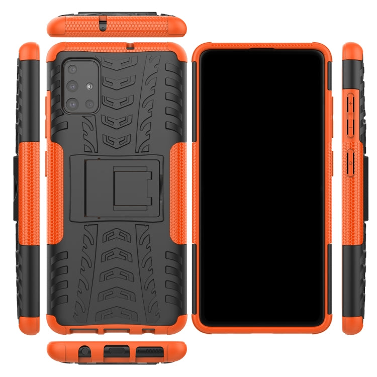 For Galaxy A51 Tire Texture Shockproof TPU+PC Protective Case with Holder