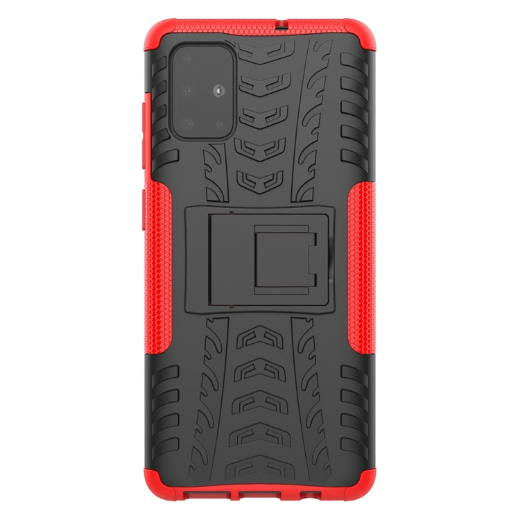 For Galaxy A71 Tire Texture Shockproof TPU+PC Protective Case with Holder