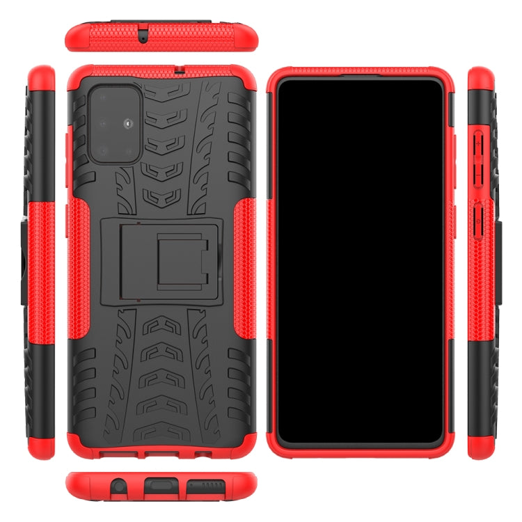 For Galaxy A71 Tire Texture Shockproof TPU+PC Protective Case with Holder