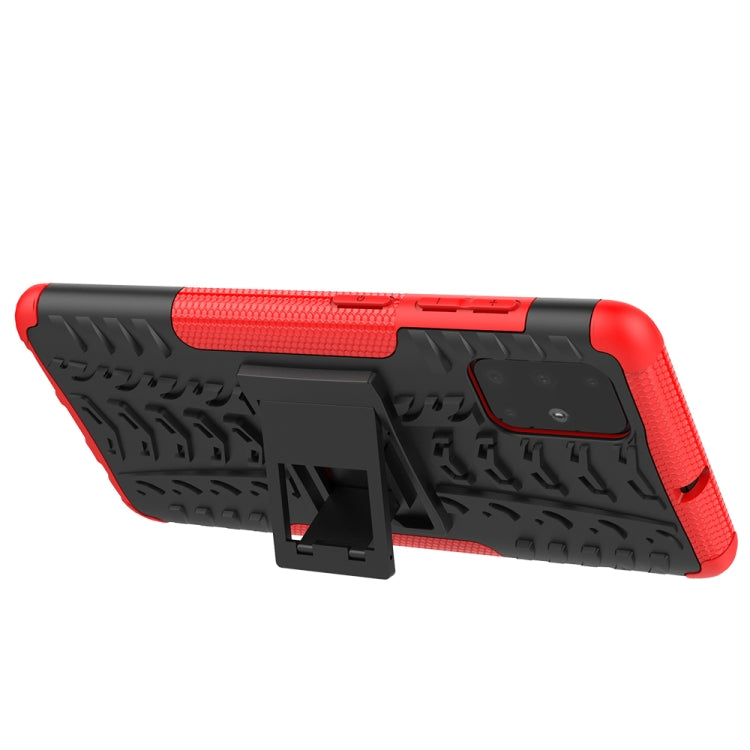For Galaxy A71 Tire Texture Shockproof TPU+PC Protective Case with Holder