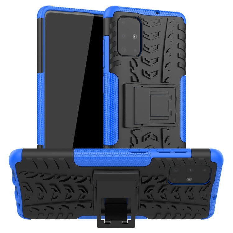 For Galaxy A71 Tire Texture Shockproof TPU+PC Protective Case with Holder