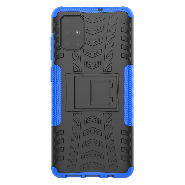 For Galaxy A71 Tire Texture Shockproof TPU+PC Protective Case with Holder
