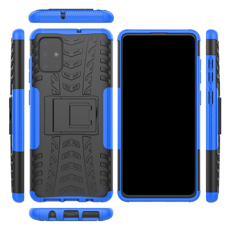 For Galaxy A71 Tire Texture Shockproof TPU+PC Protective Case with Holder