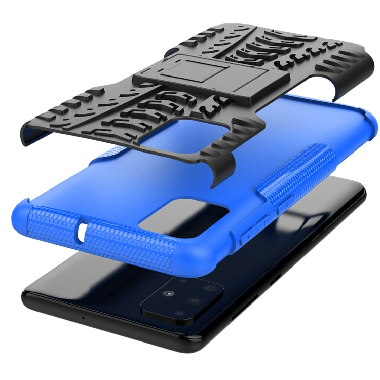 For Galaxy A71 Tire Texture Shockproof TPU+PC Protective Case with Holder