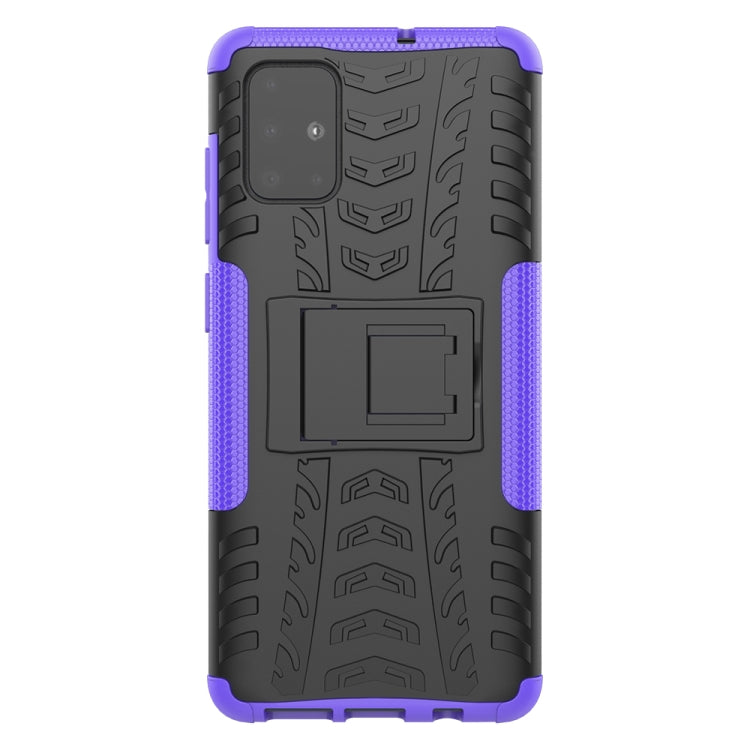 For Galaxy A71 Tire Texture Shockproof TPU+PC Protective Case with Holder