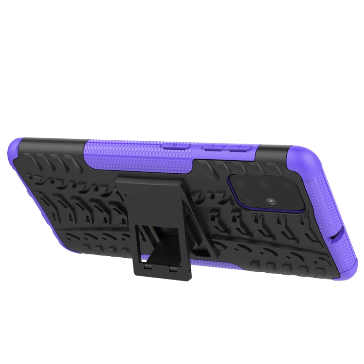 For Galaxy A71 Tire Texture Shockproof TPU+PC Protective Case with Holder