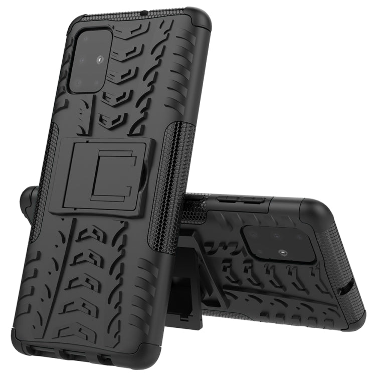 For Galaxy A71 Tire Texture Shockproof TPU+PC Protective Case with Holder