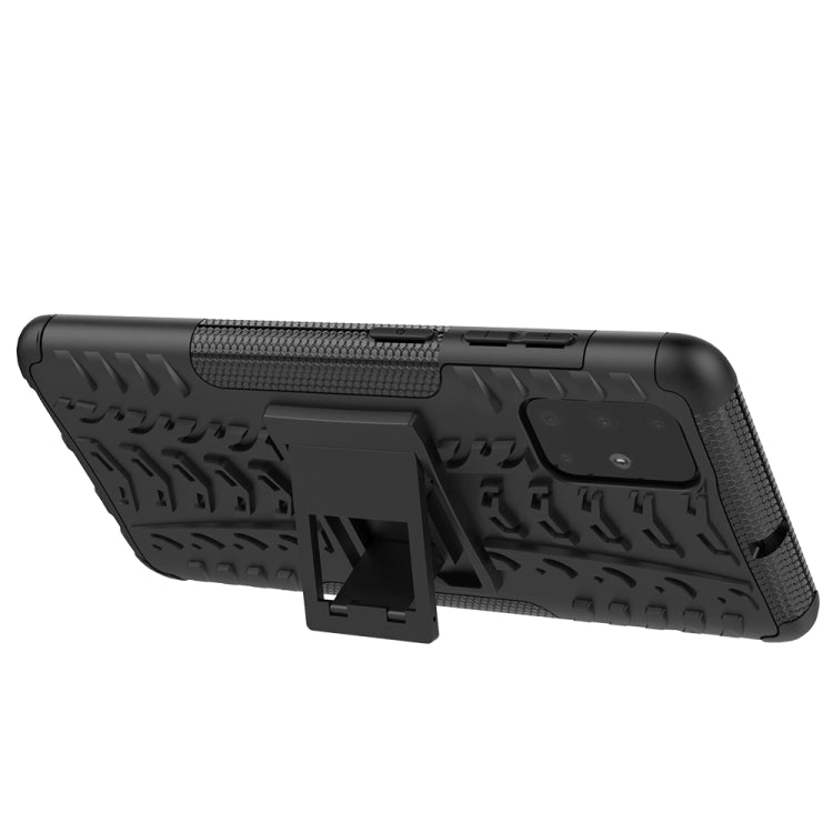 For Galaxy A71 Tire Texture Shockproof TPU+PC Protective Case with Holder