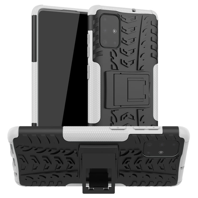 For Galaxy A71 Tire Texture Shockproof TPU+PC Protective Case with Holder