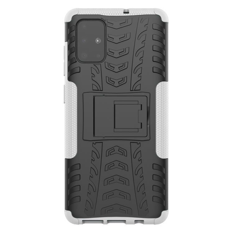 For Galaxy A71 Tire Texture Shockproof TPU+PC Protective Case with Holder