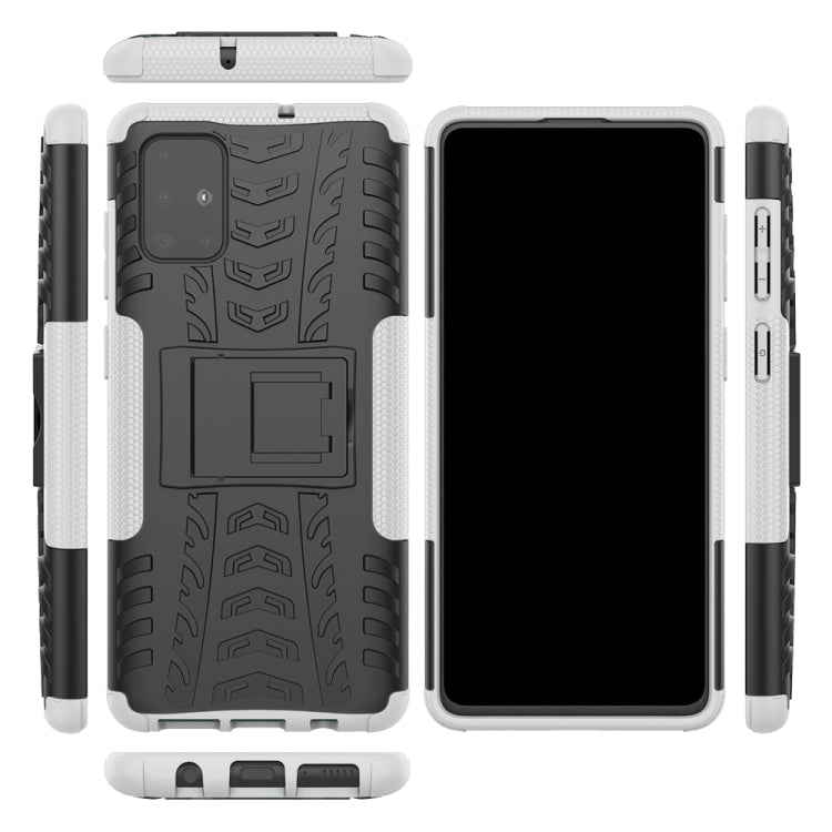 For Galaxy A71 Tire Texture Shockproof TPU+PC Protective Case with Holder