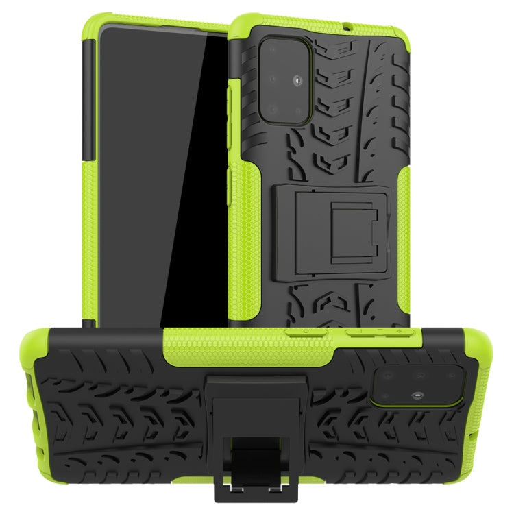 For Galaxy A71 Tire Texture Shockproof TPU+PC Protective Case with Holder
