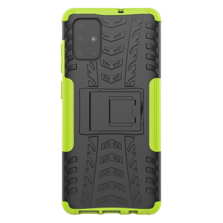 For Galaxy A71 Tire Texture Shockproof TPU+PC Protective Case with Holder