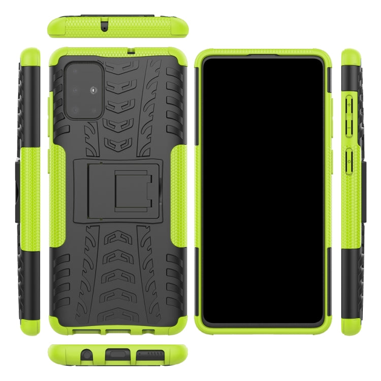 For Galaxy A71 Tire Texture Shockproof TPU+PC Protective Case with Holder
