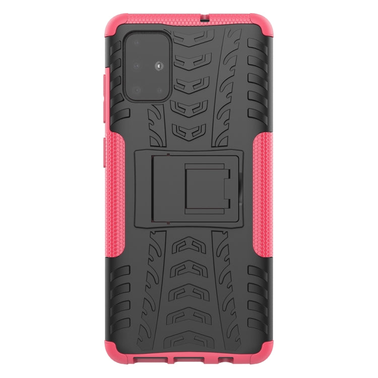 For Galaxy A71 Tire Texture Shockproof TPU+PC Protective Case with Holder