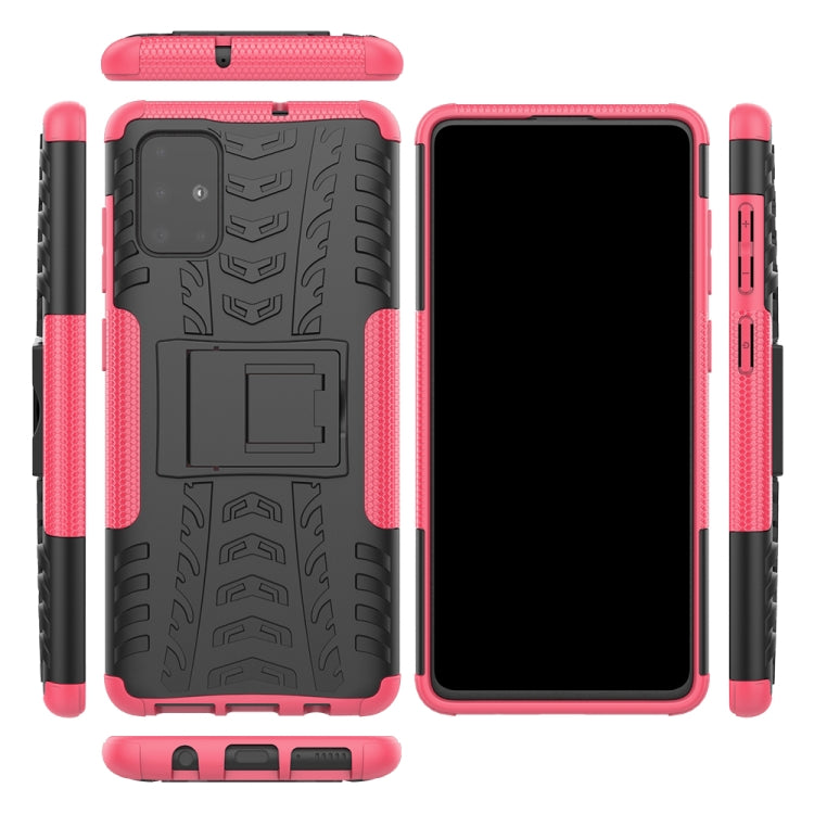 For Galaxy A71 Tire Texture Shockproof TPU+PC Protective Case with Holder