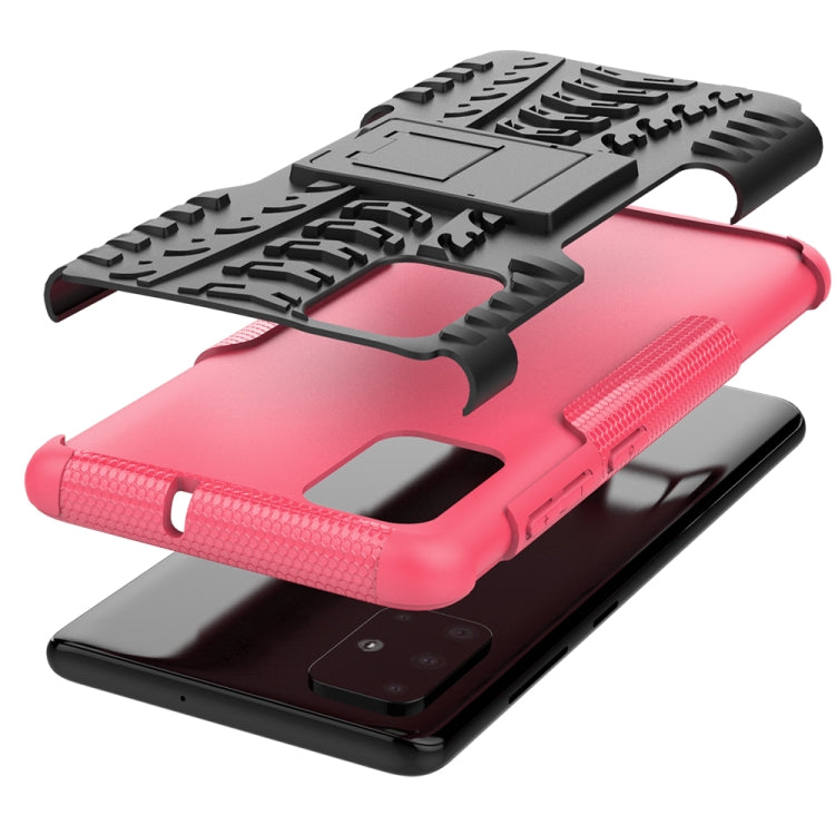 For Galaxy A71 Tire Texture Shockproof TPU+PC Protective Case with Holder