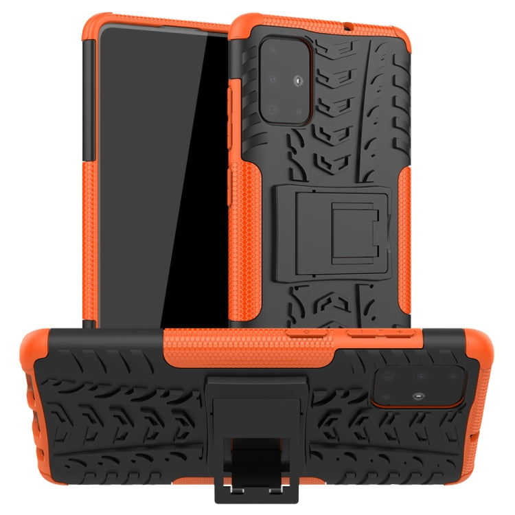 For Galaxy A71 Tire Texture Shockproof TPU+PC Protective Case with Holder