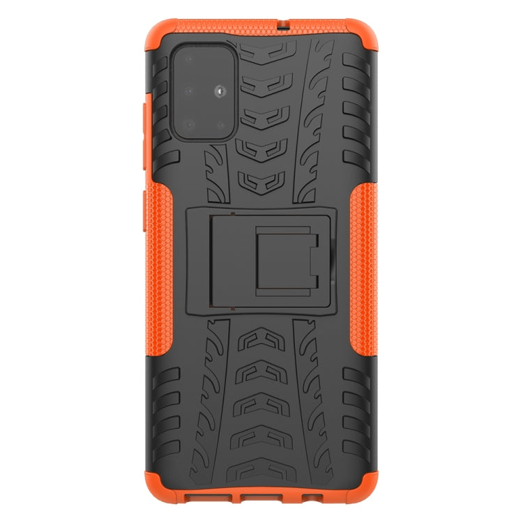 For Galaxy A71 Tire Texture Shockproof TPU+PC Protective Case with Holder