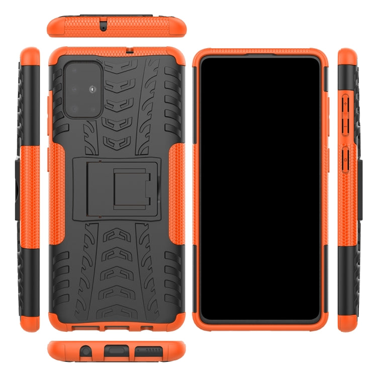 For Galaxy A71 Tire Texture Shockproof TPU+PC Protective Case with Holder