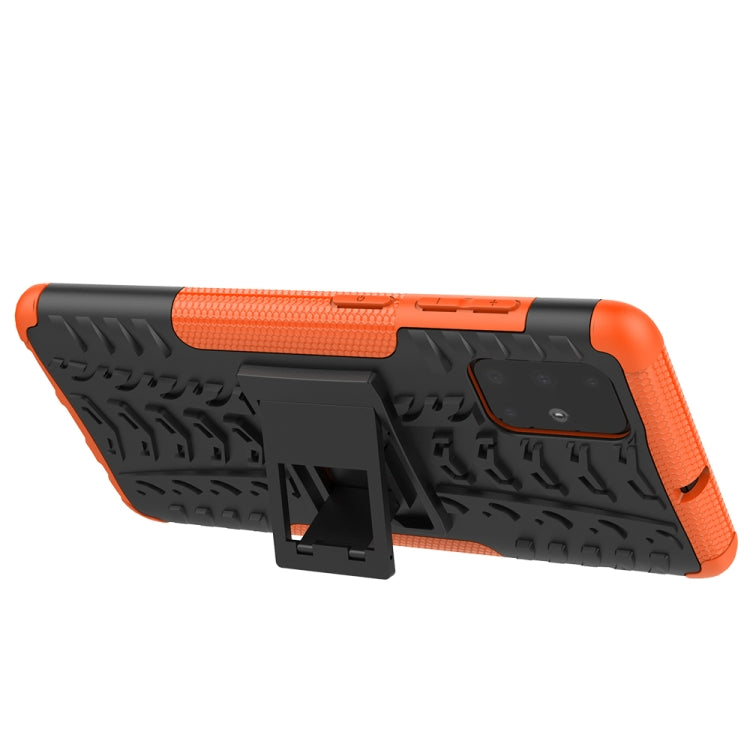For Galaxy A71 Tire Texture Shockproof TPU+PC Protective Case with Holder