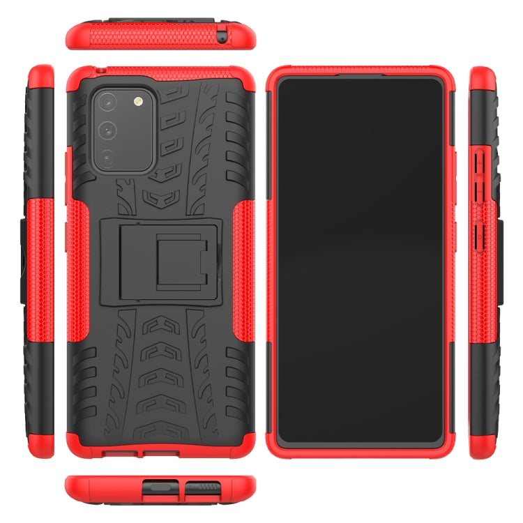 For Galaxy S10e Tire Texture Shockproof TPU+PC Protective Case with Holder