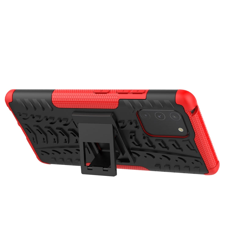 For Galaxy S10e Tire Texture Shockproof TPU+PC Protective Case with Holder