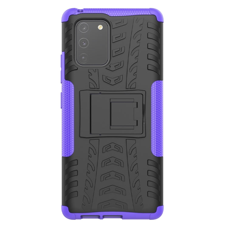 For Galaxy S10e Tire Texture Shockproof TPU+PC Protective Case with Holder
