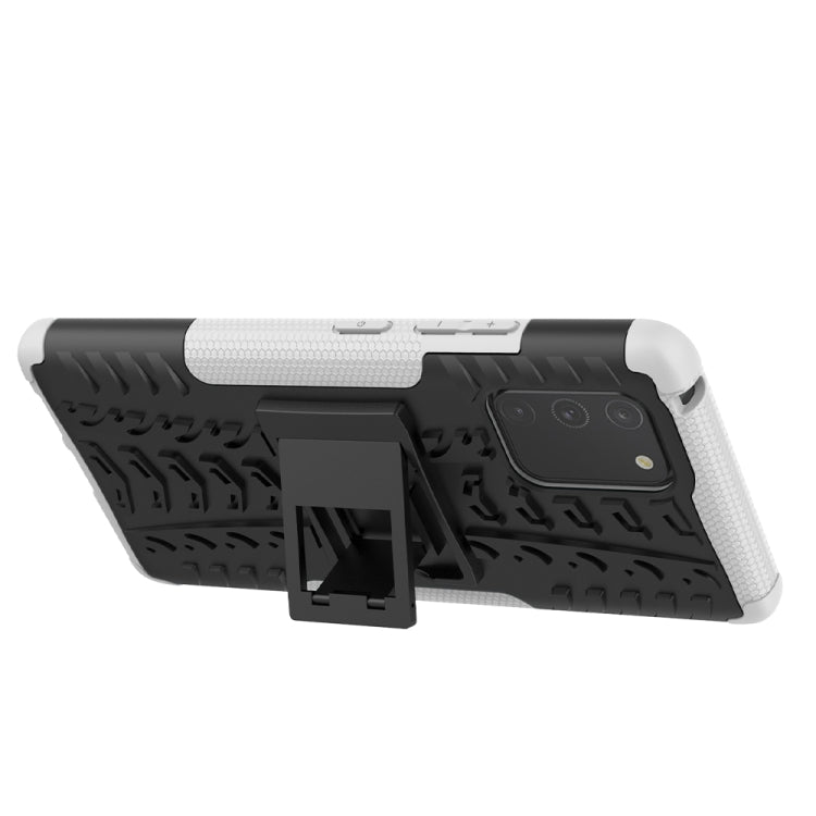 For Galaxy S10e Tire Texture Shockproof TPU+PC Protective Case with Holder