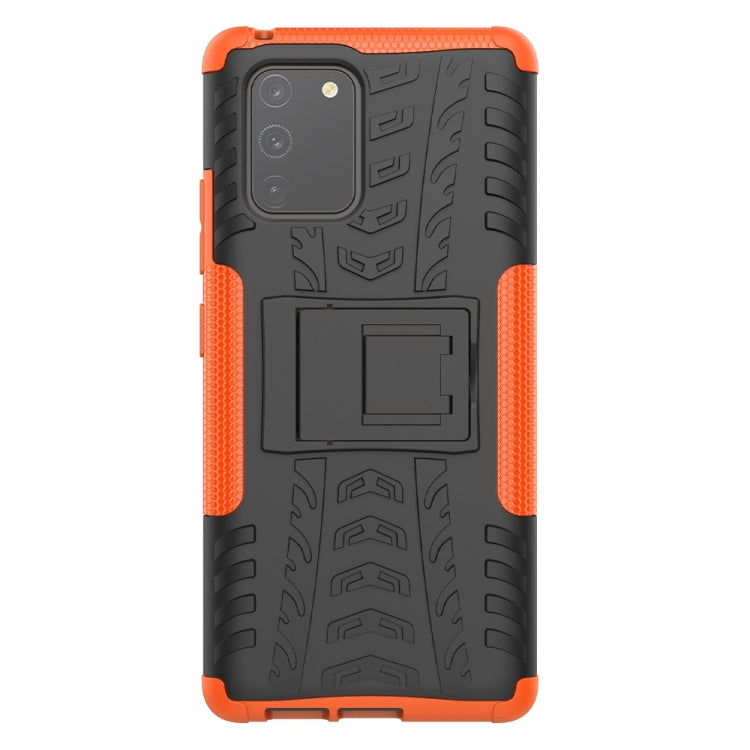 For Galaxy S10e Tire Texture Shockproof TPU+PC Protective Case with Holder