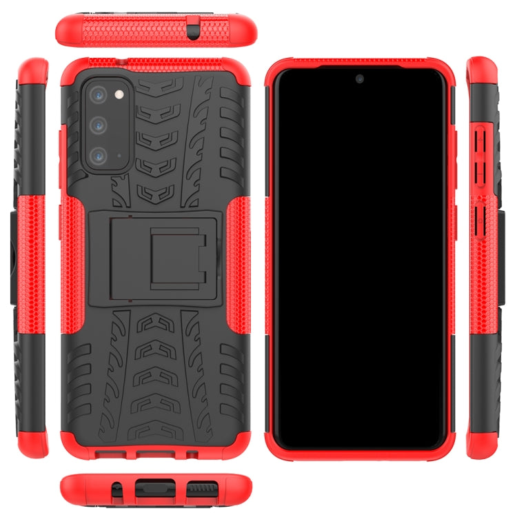 For Galaxy S20 Tire Texture Shockproof TPU+PC Protective Case with Holder