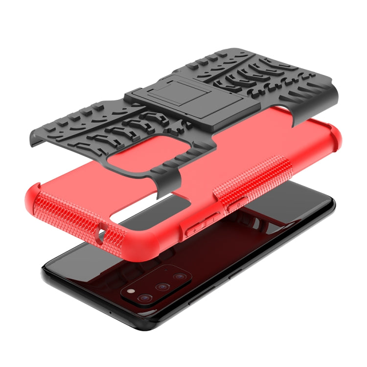 For Galaxy S20 Tire Texture Shockproof TPU+PC Protective Case with Holder