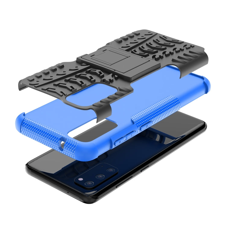 For Galaxy S20 Tire Texture Shockproof TPU+PC Protective Case with Holder