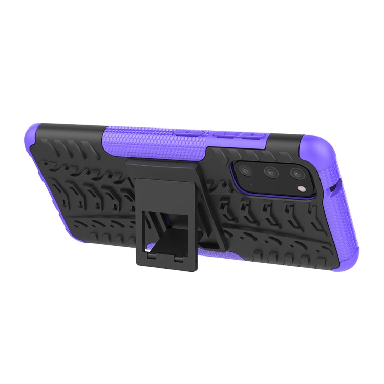 For Galaxy S20 Tire Texture Shockproof TPU+PC Protective Case with Holder
