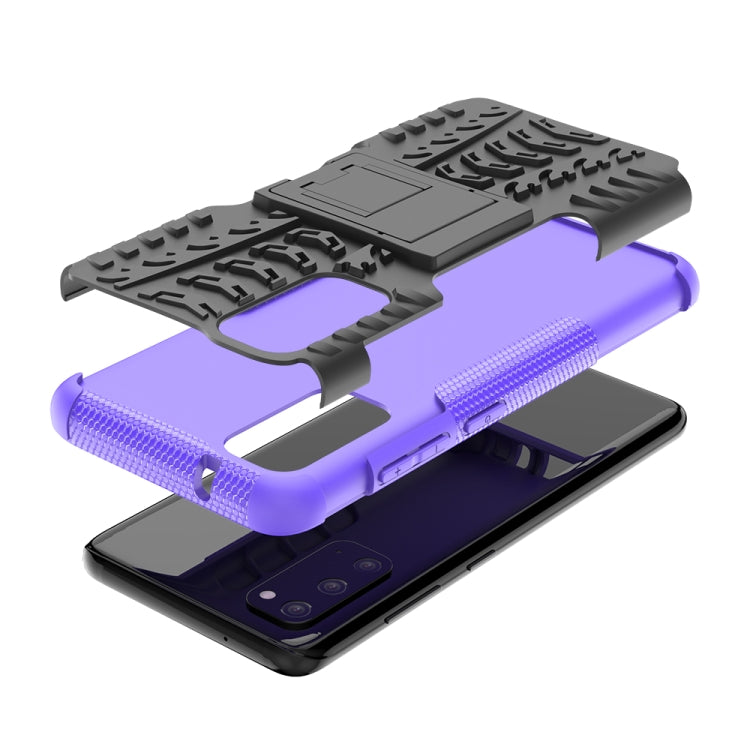For Galaxy S20 Tire Texture Shockproof TPU+PC Protective Case with Holder