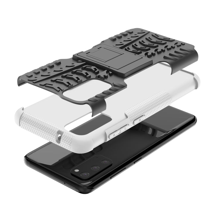 For Galaxy S20 Tire Texture Shockproof TPU+PC Protective Case with Holder