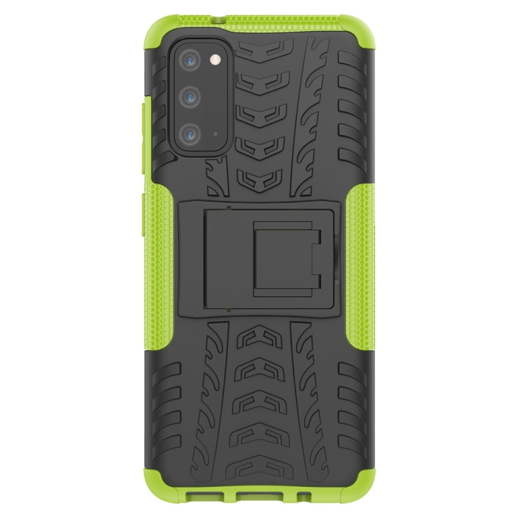 For Galaxy S20 Tire Texture Shockproof TPU+PC Protective Case with Holder