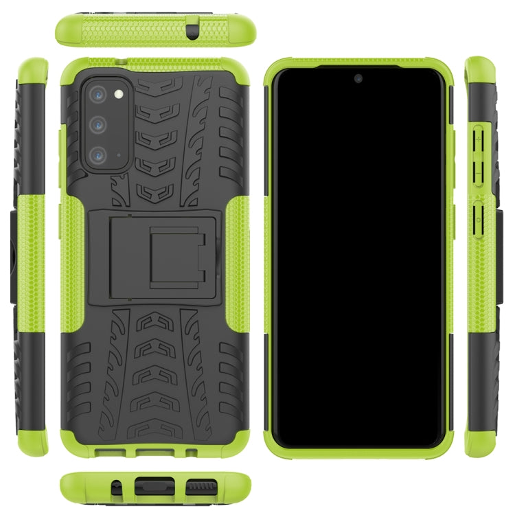 For Galaxy S20 Tire Texture Shockproof TPU+PC Protective Case with Holder
