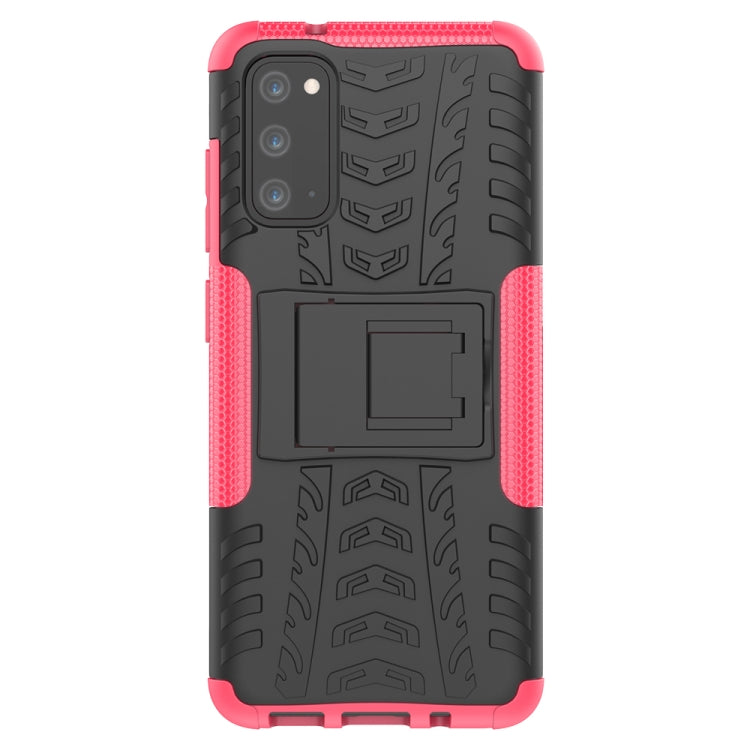 For Galaxy S20 Tire Texture Shockproof TPU+PC Protective Case with Holder