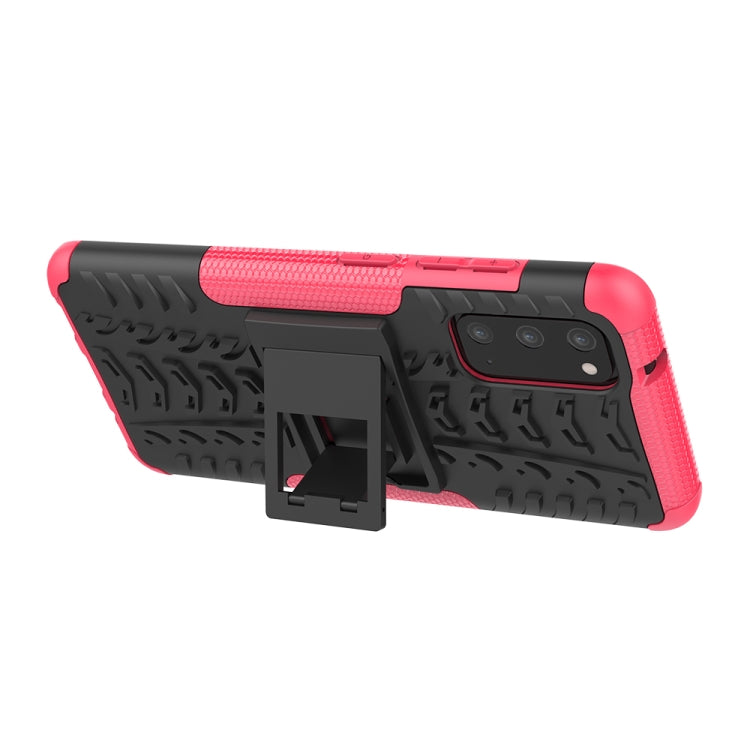 For Galaxy S20 Tire Texture Shockproof TPU+PC Protective Case with Holder