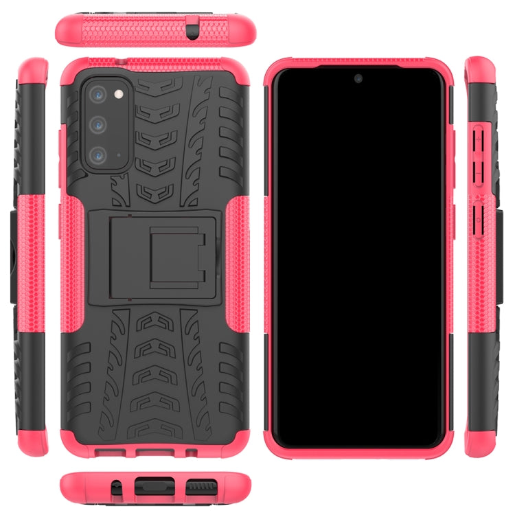 For Galaxy S20 Tire Texture Shockproof TPU+PC Protective Case with Holder