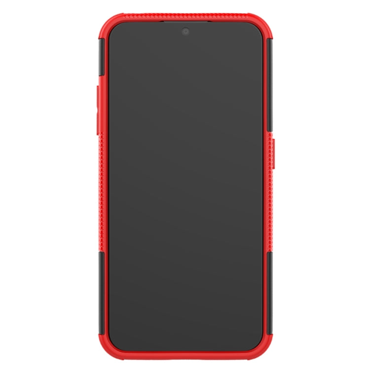 For Galaxy A01 Tire Texture Shockproof TPU+PC Protective Case with Holder