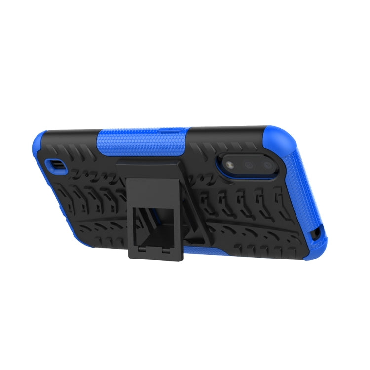 For Galaxy A01 Tire Texture Shockproof TPU+PC Protective Case with Holder