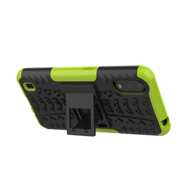 For Galaxy A01 Tire Texture Shockproof TPU+PC Protective Case with Holder