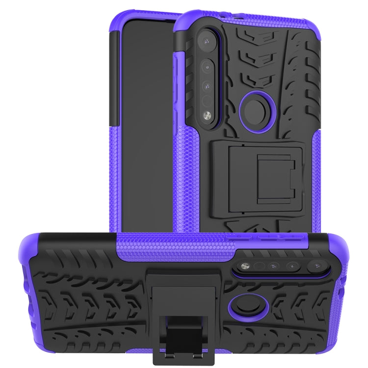 For Motorola One Macro Tire Texture Shockproof TPU+PC Protective Case with Holder